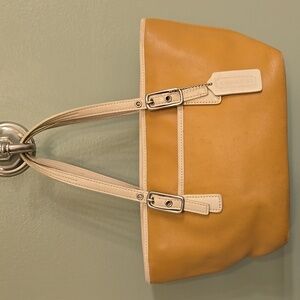 Leather Coach Tan and Cream Women's Bag Purse Handbag 12"×6"